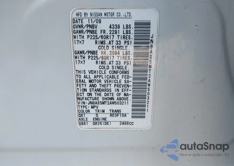 2010 Nissan Rogue Sl из США, поврежденный, VIN JN8AS5MT2AW503211